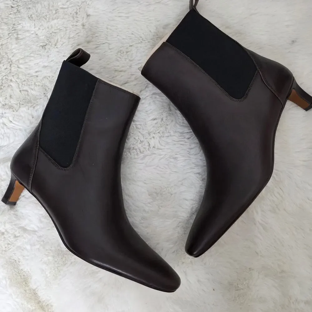 NEW Madewell The Dimes Chelsea Dark Brown Leather Ankle Booties Turkish Coffee 9